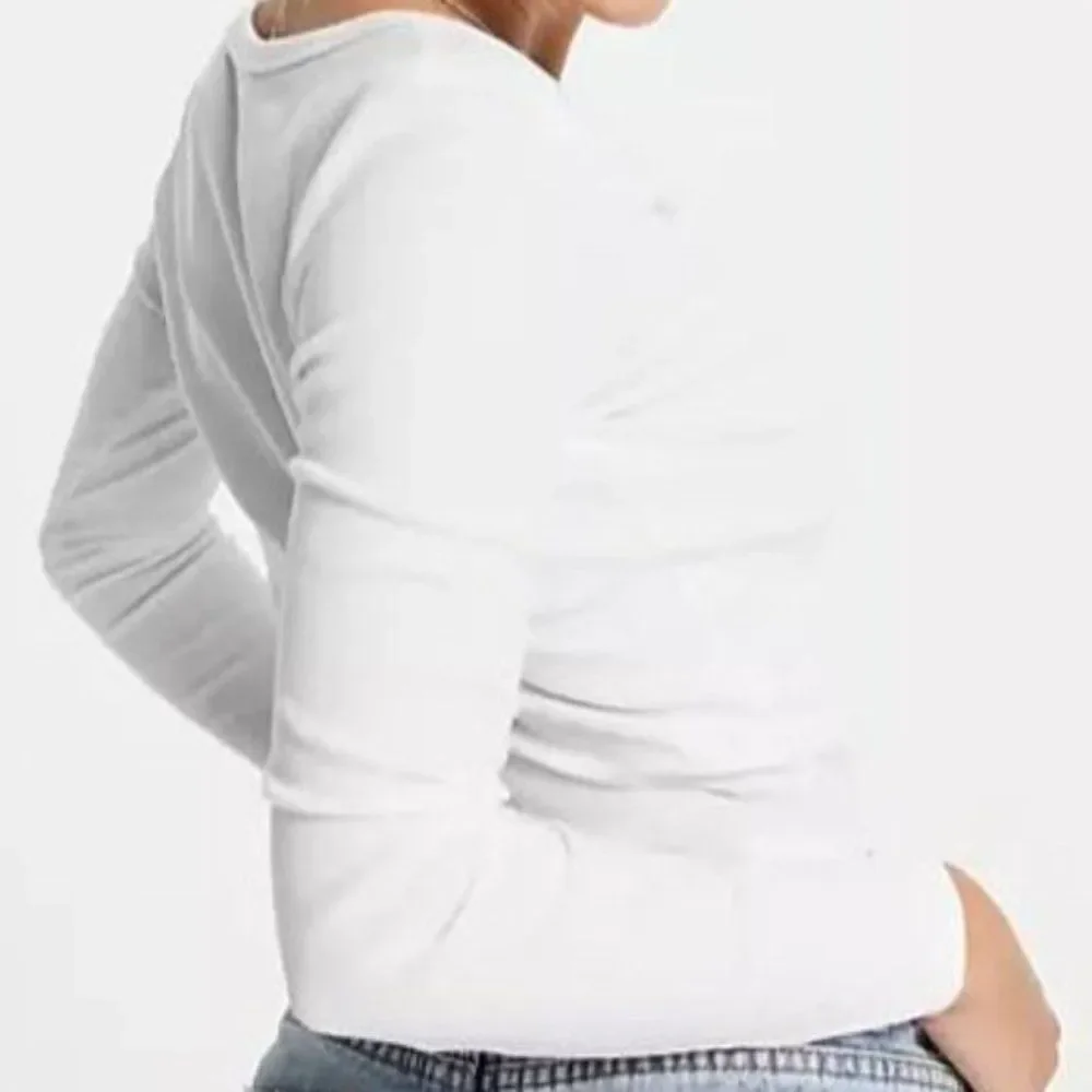 NWOT, Brave Soul by ASOS • Cropped Notch Neck Ribbed Long Sleeve Top, Size XS